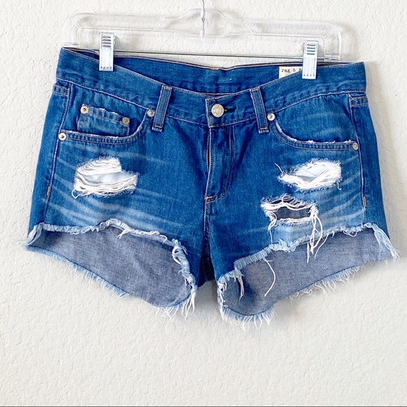 Rag & Bone Distressed Jean Shorts - Picture 1 of 5